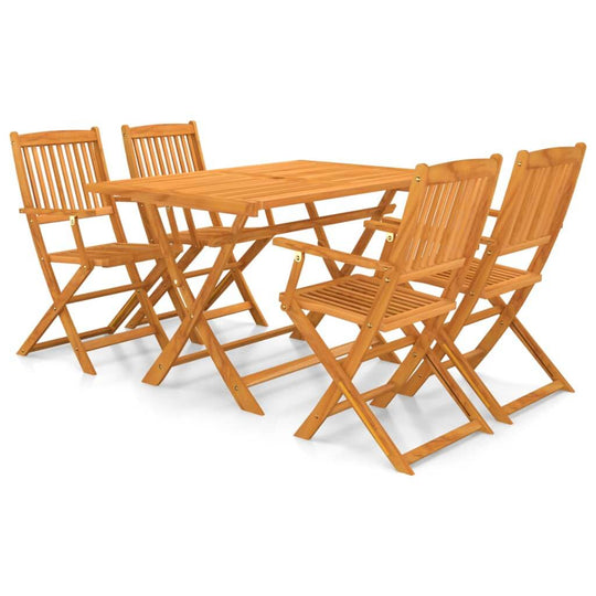 5 Piece Folding Outdoor Dining Set Solid Acacia Wood , Furniture -> Outdoor Furniture -> Outdoor Furniture Sets