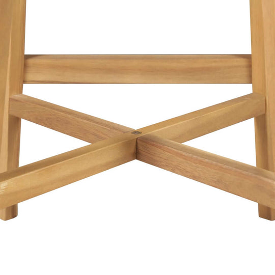 3-Piece Bar Set – Solid Acacia Wood Table & Stools wooden bar stool base with cross supports