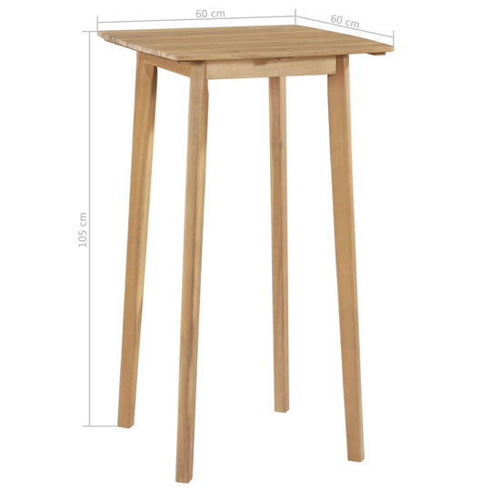 3-Piece Bar Set – Solid Acacia Wood Table & Stools - Solid acacia wood bar table with dimensions 60 cm x 60 cm x 105 cm.
