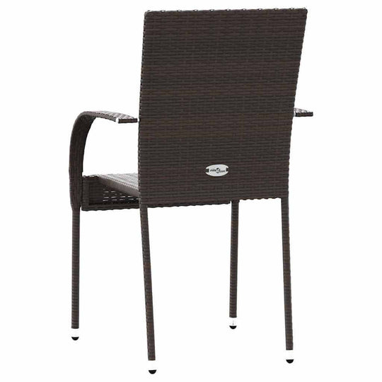 Stackable Outdoor Chairs 2 pcs Poly Rattan view from the back showing ergonomic design and durable materials.