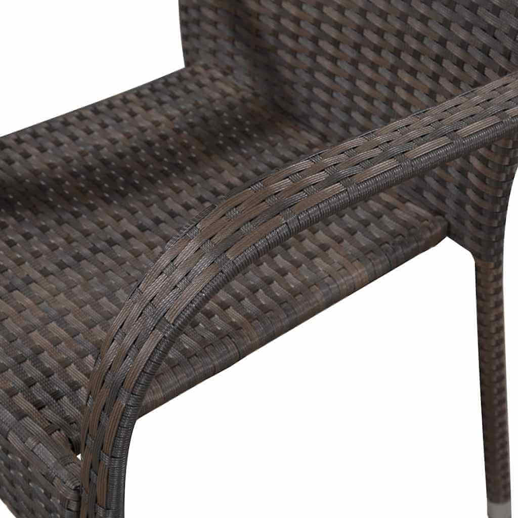 Stackable Outdoor Chairs 2 pcs Poly Rattan close-up of woven seat and armrest for contemporary outdoor style