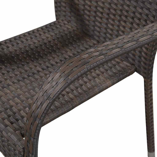 Stackable Outdoor Chairs 2 pcs Poly Rattan close-up of woven seat and armrest for contemporary outdoor style