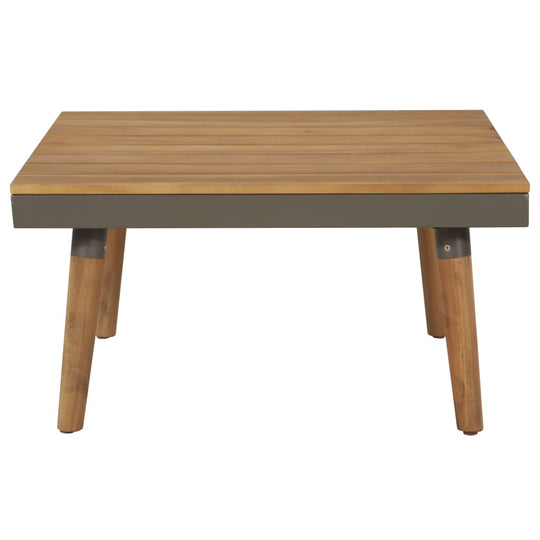 Modern acacia wood garden coffee table with gray frame and sturdy legs, perfect for outdoor living spaces.