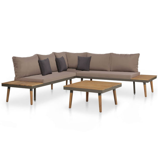 4 Piece Garden Lounge Set with Cushions Solid Acacia Wood