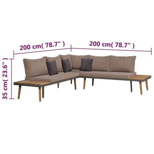 4 Piece Garden Lounge Set with Cushions Solid Acacia Wood
