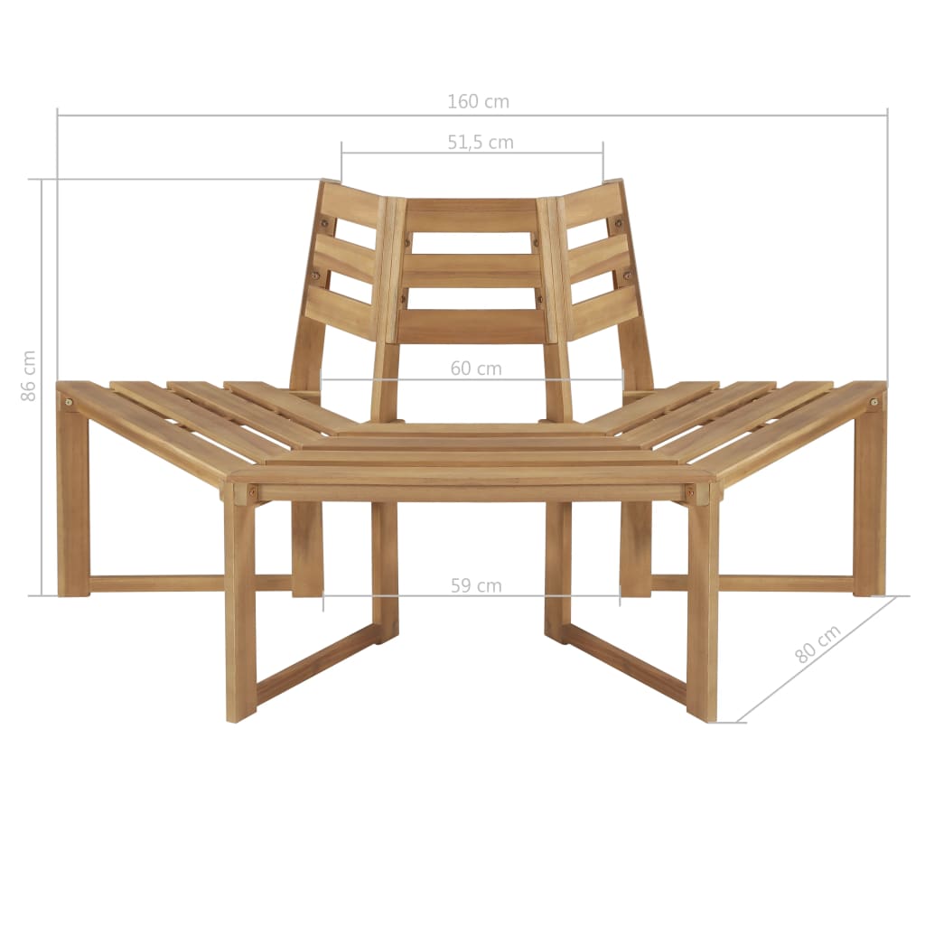 Tree Bench Half-hexagonal 160 cm Solid Acacia Wood , GARDEN TREE BENCH , Furniture -,garden decor,Gardening -,Home & Garden -,Modern Design,new-305021,Outdoor Benches,Outdoor Furniture -,Outdoor Seating -,tree bench,Wooden Furniture