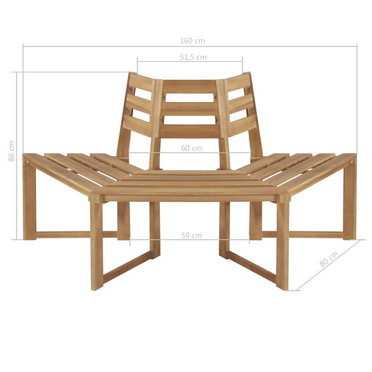 VidaXL Tree Bench Half-hexagonal 160 cm Solid Acacia Wood