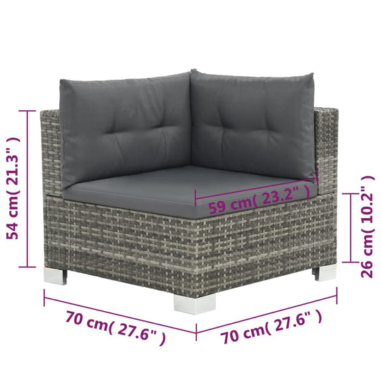 10 Piece Garden Lounge Set with Cushions Poly Rattan Grey