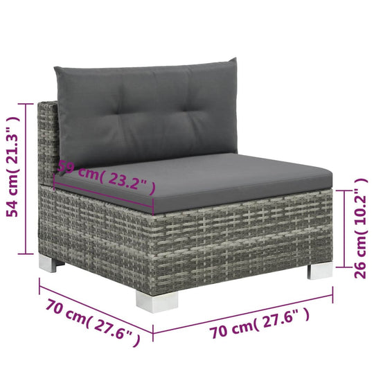 10 Piece Garden Lounge Set with Cushions Poly Rattan Grey