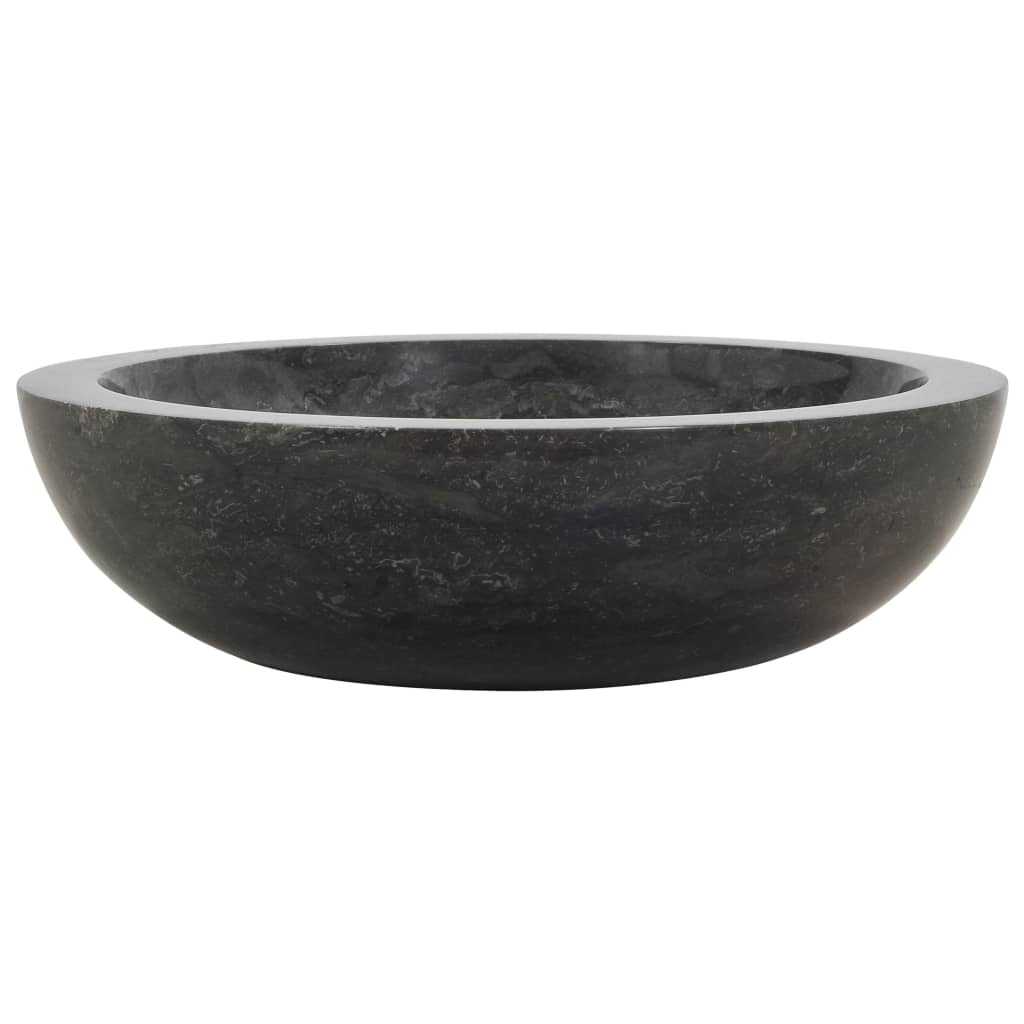 Handmade black marble sink 40x12 cm, modern design for bathrooms or washrooms, elegant and sturdy furniture piece.