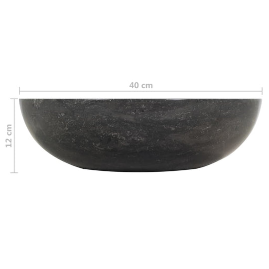 Handmade black marble sink 40x12 cm, perfect for modern bathrooms and elegant living spaces.