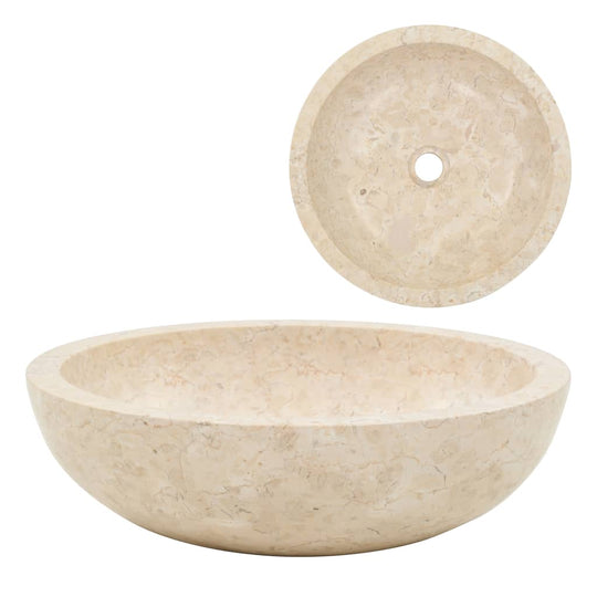 Cream marble sink 40x12 cm with smooth finish, ideal for modern bathroom décor and sturdy everyday use.