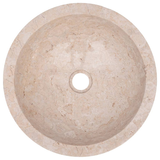 Round marble sink in cream color, 40x12 cm, showcasing a smooth finish and modern elegance for any bathroom.