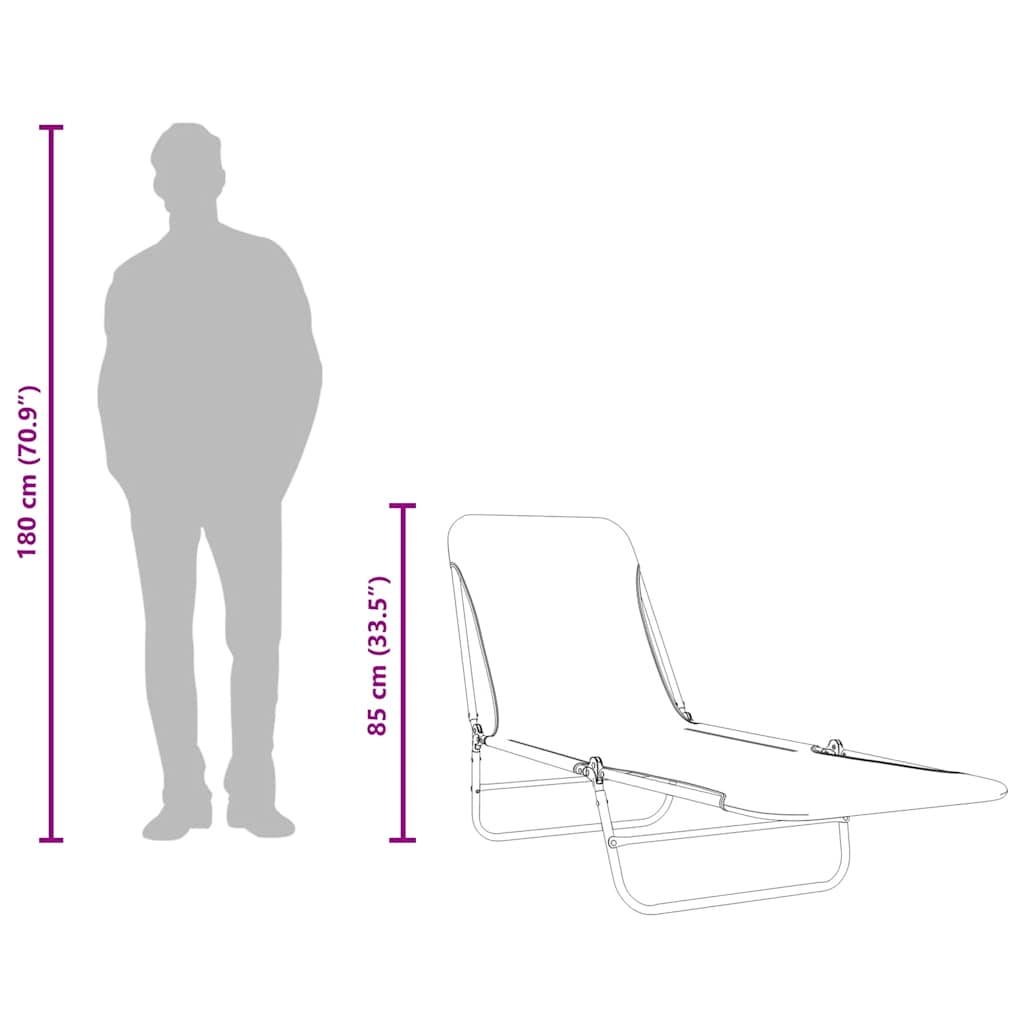 كراسي استلقاء للتشمس قابلة للطي عدد 2 قطعة ستيل وقماش