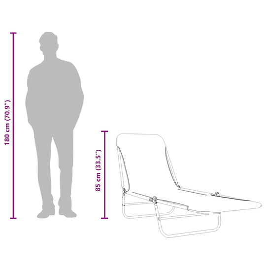 كراسي استلقاء للتشمس قابلة للطي عدد 2 قطعة ستيل وقماش