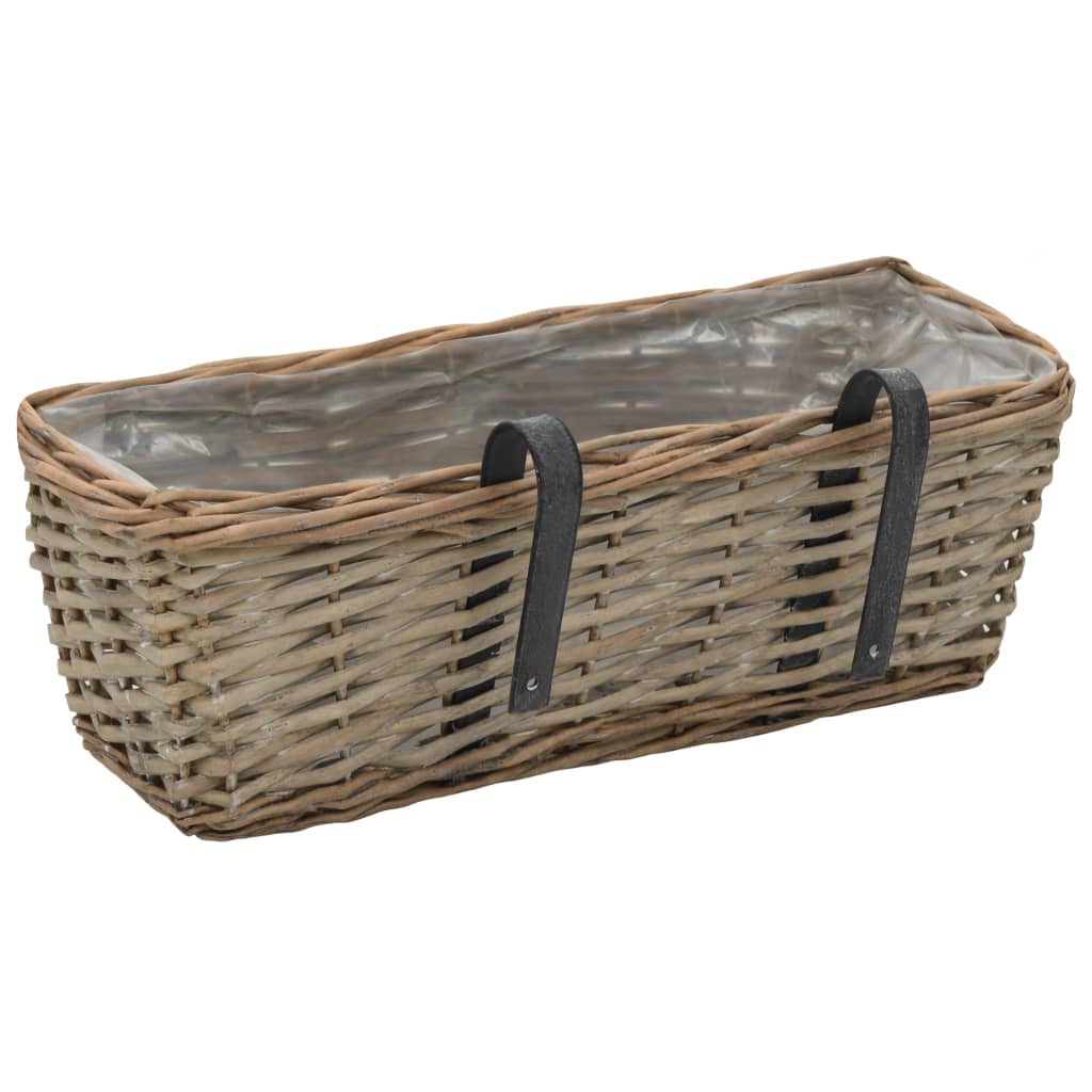 Balcony Planter 2 pcs Wicker with PE Lining 40 cm