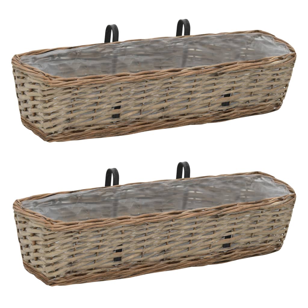 Balcony Planter 2 pcs Wicker with PE Lining 60 cm Home & Garden -> Lawn & Garden -> Gardening -> Pots & Planters