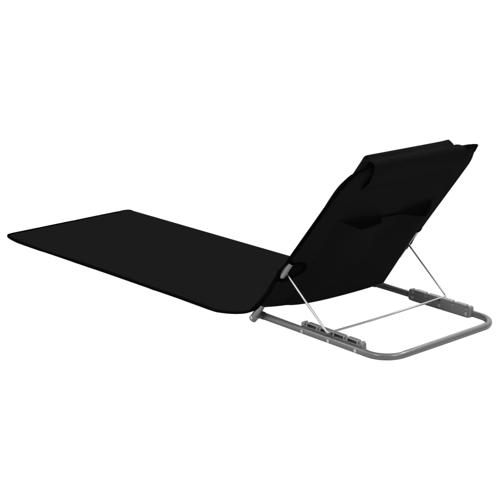 Folding Beach Mats 2 pcs Steel and Fabric