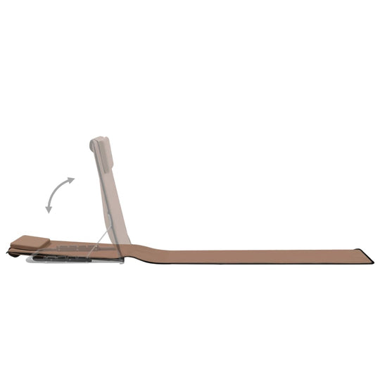 Adjustable folding beach mat with backrest and headrest, perfect for outdoor relaxation.
