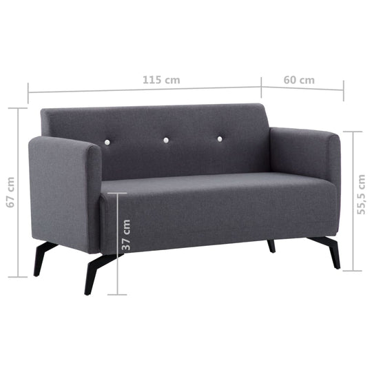 Dark grey 2-seater sofa with polyester upholstery, 115x60x67 cm, ideal for home and outdoor spaces, garden patio furniture set.