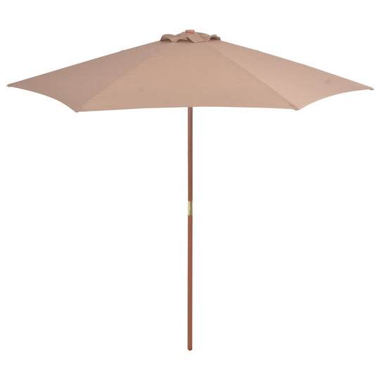 Outdoor parasol with wooden pole, 270 cm taupe shade, perfect for patio and garden furniture, providing UV protection.