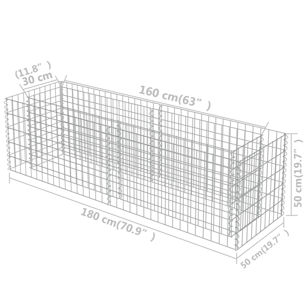 Gabion Raised Bed Galvanised Steel 180x50x50 cm Home & Garden -> Lawn & Garden -> Gardening -> Pots & Planters