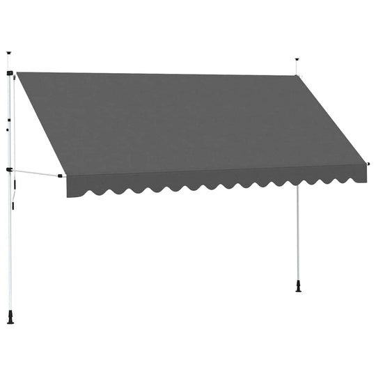 Manual Retractable Awning 400 cm in grey, ideal for patio, balcony, and garden use, showcasing durable design.