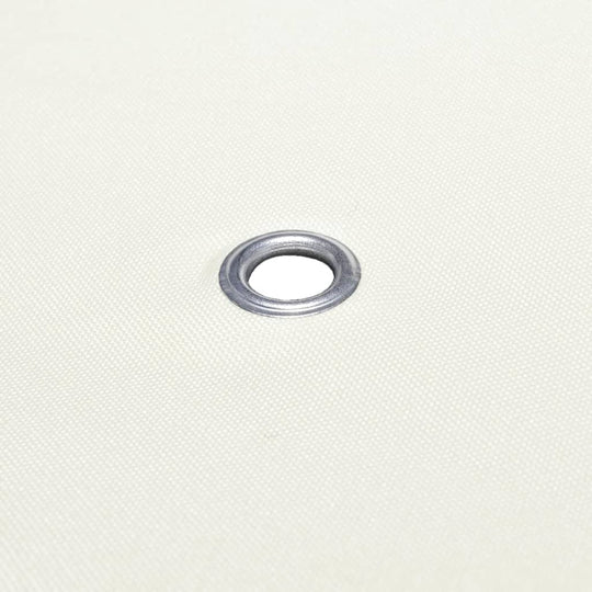 Close-up of a metal grommet on a cream-white gazebo top cover fabric, enhancing durability and weather protection.