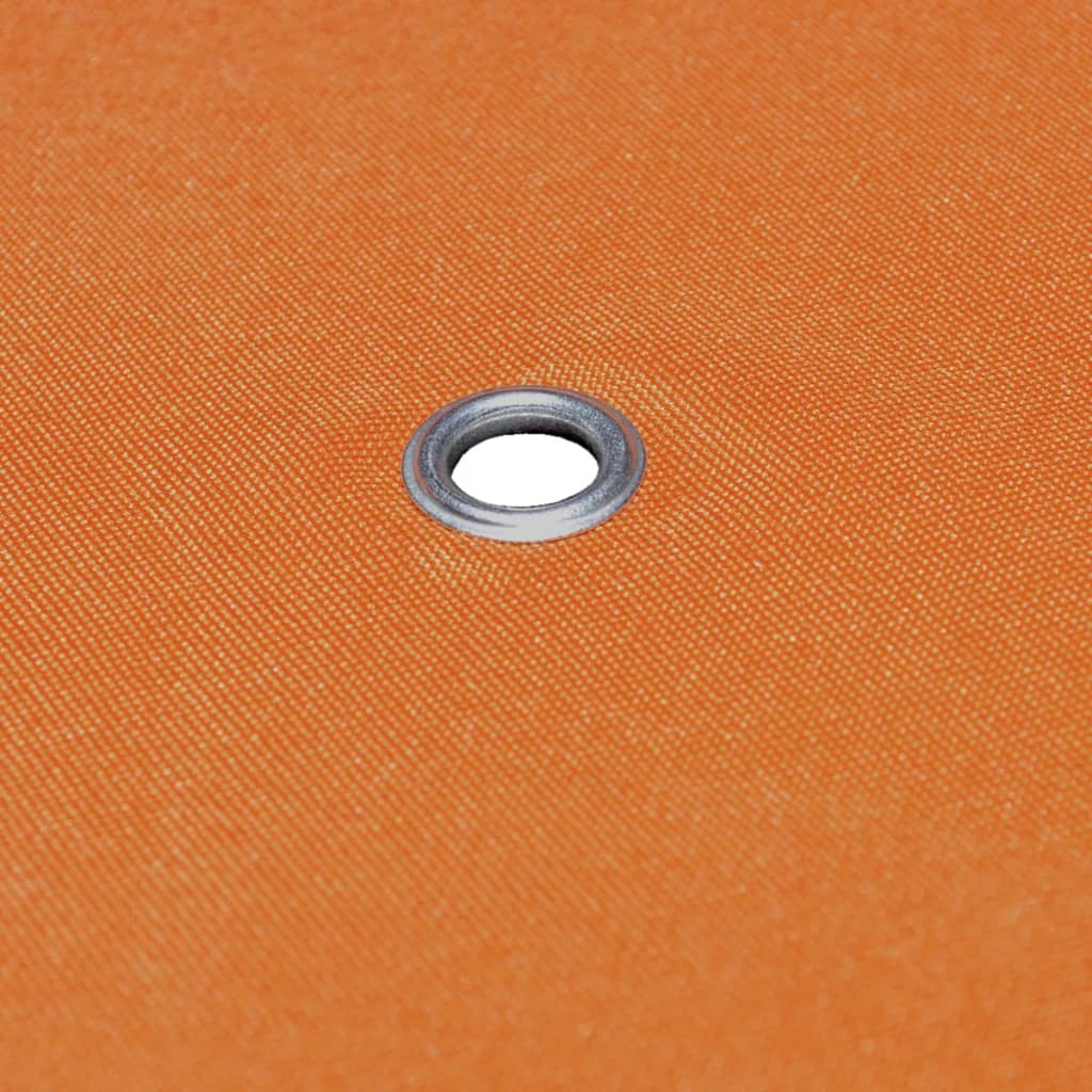 Close-up of orange gazebo top cover fabric featuring a reinforced grommet for durability and support.