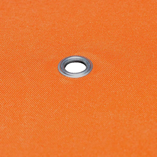 Close-up of orange gazebo top cover fabric featuring a reinforced grommet for durability and support.