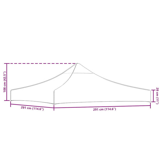 Party Tent Roof 3×3 m – Waterproof Outdoor Canopy dimensions illustration showing length and height measurements.