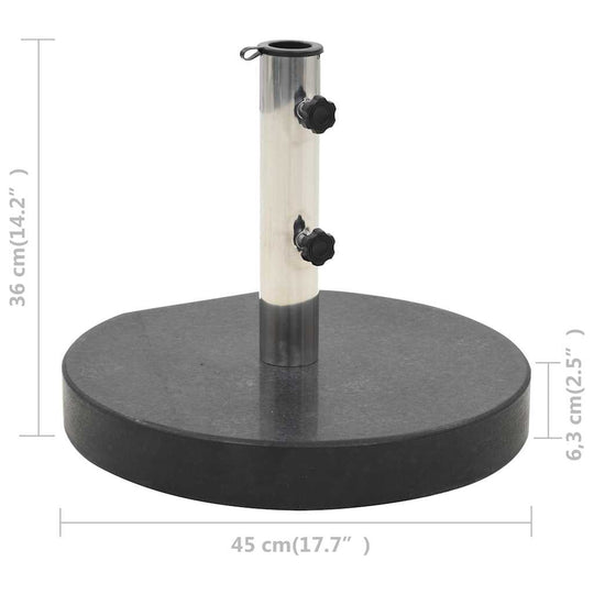 VidaXL Parasol Base Granite 28.5 kg Round | CherryFurnie with a round granite base and metallic umbrella holder.