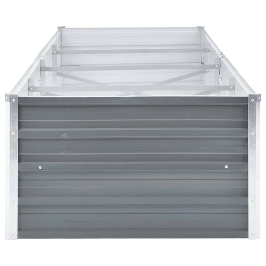 Galvanised steel garden raised bed 320x80x45 cm in grey, perfect for outdoor use in patios or balconies.