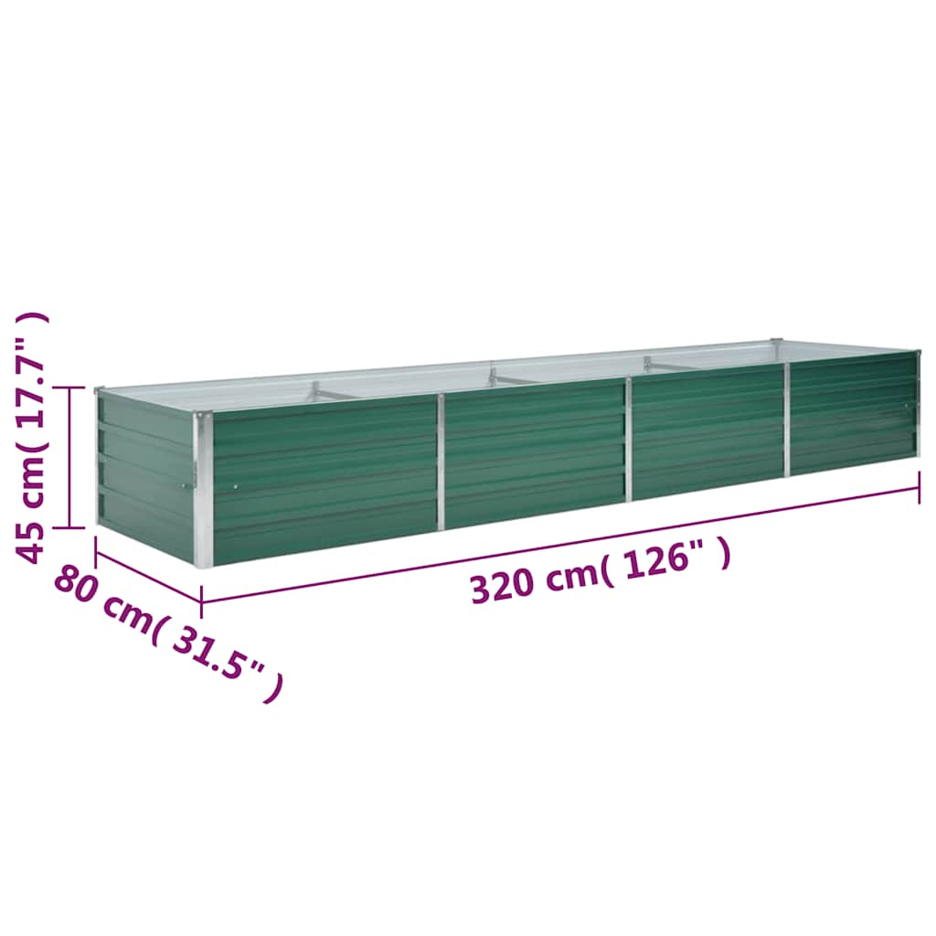 VidaXL Garden Raised Bed Galvanised Steel 320x80x45 cm