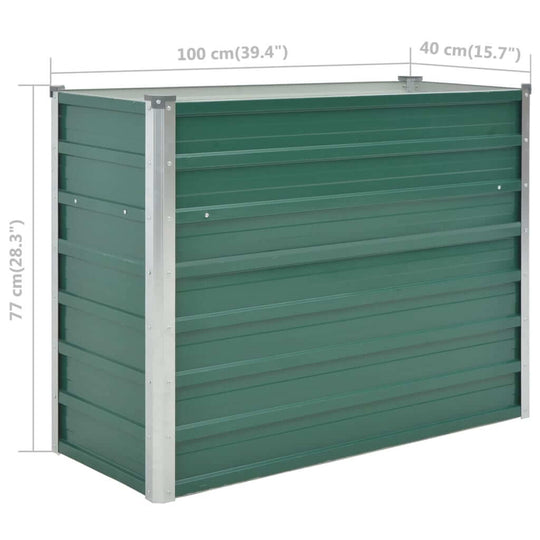 Garden Raised Bed Galvanised Steel 100x40x77 cm Green