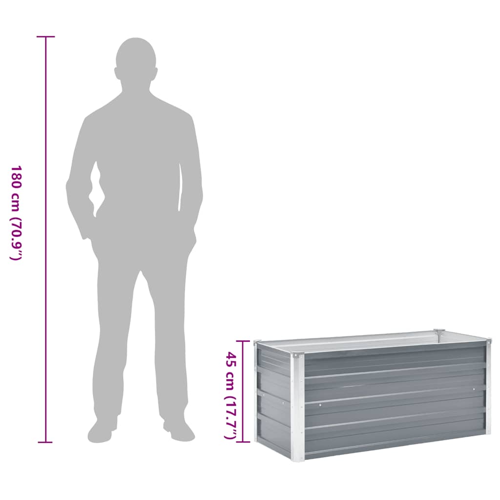 Garden Raised Bed Galvanised Steel 100x40x45 cm