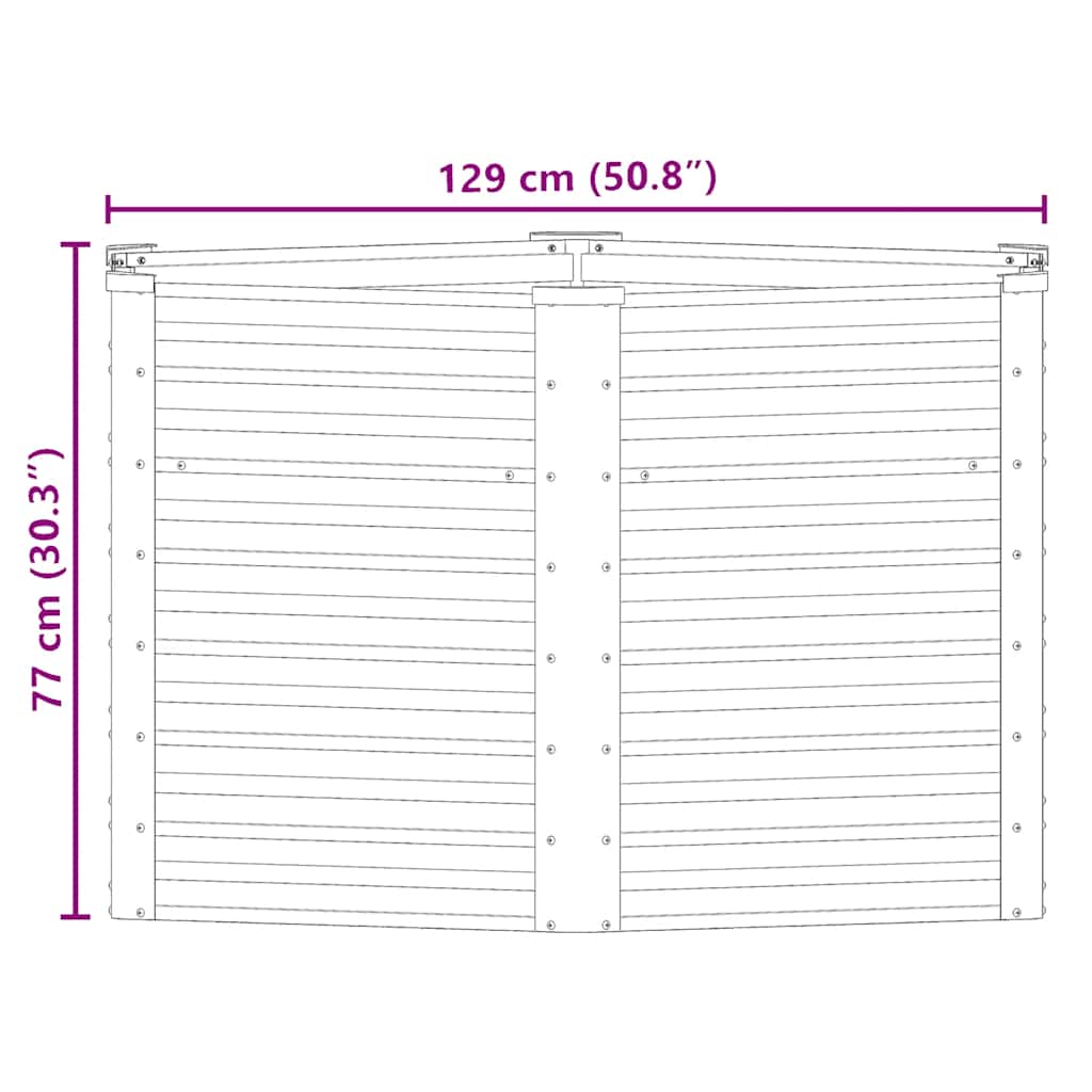 Garden Raised Bed Galvanised Steel 129x129x77 cm