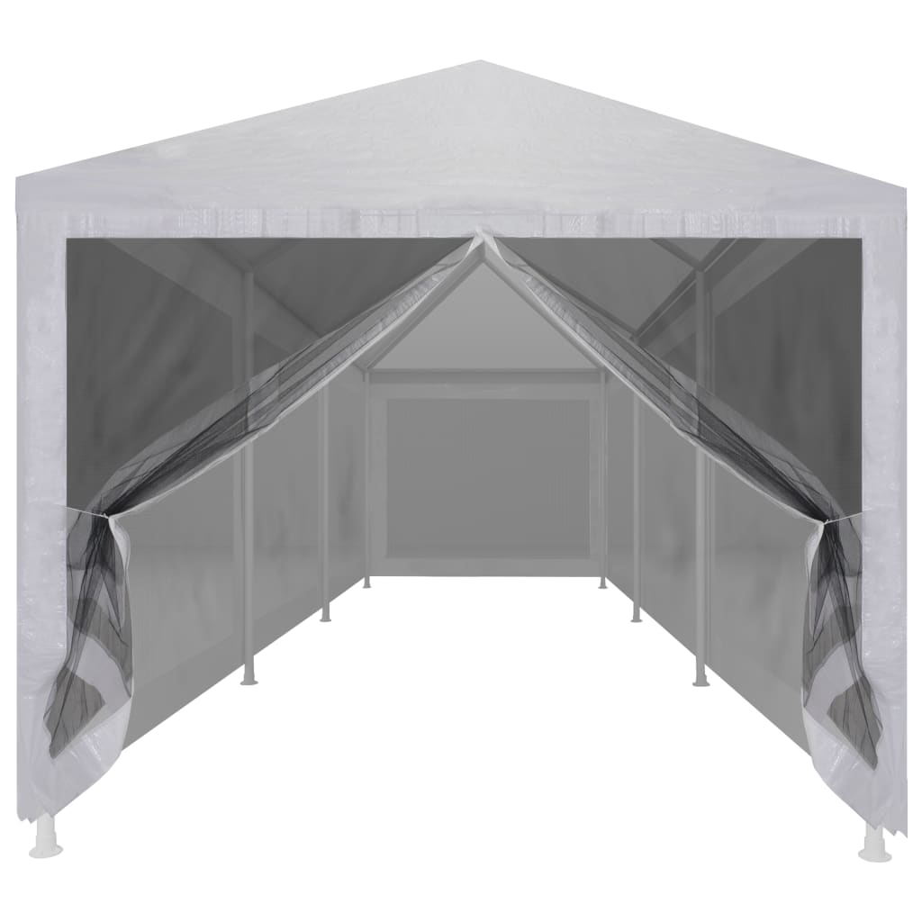 Party tent with 8 mesh sidewalls, perfect for outdoor events, shows, weddings, and BBQs.