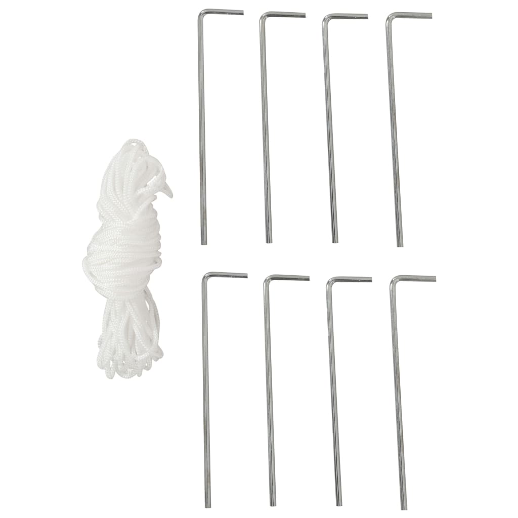 set of metal stakes and rope accessories for securing party tents in outdoor settings