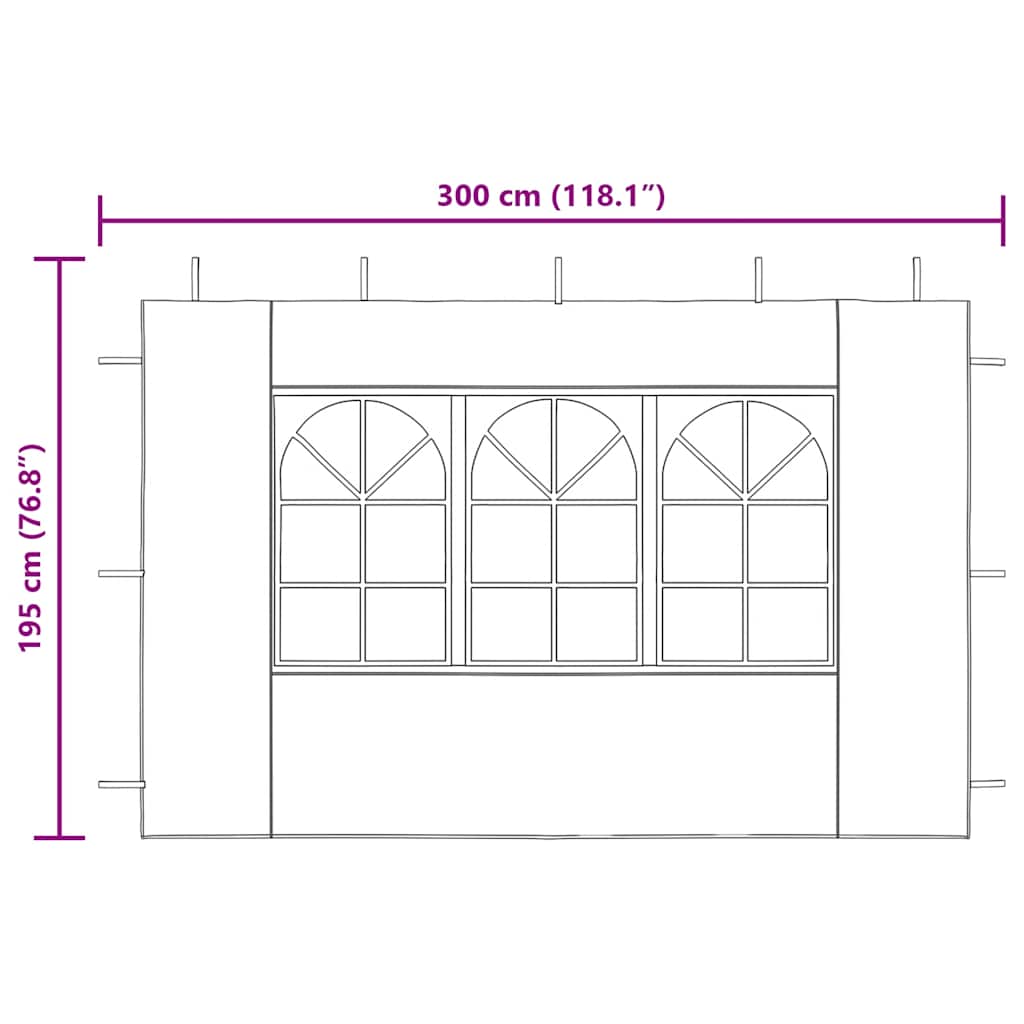 Party Tent Sidewall 2 pcs with Window PE
