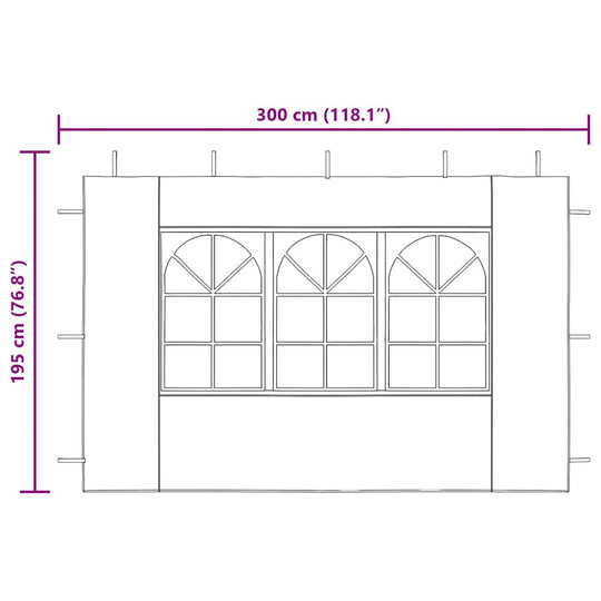 Party Tent Sidewall 2 pcs with Window PE