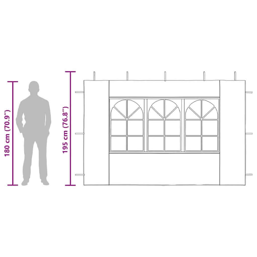 Party Tent Sidewall 2 pcs with Window PE