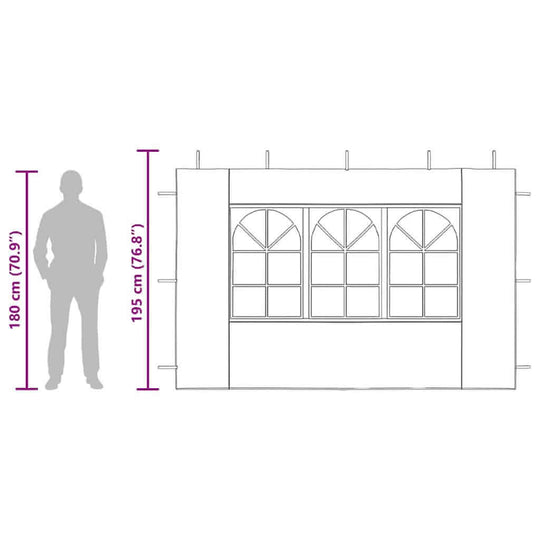 Party Tent Sidewall 2 pcs with Window PE