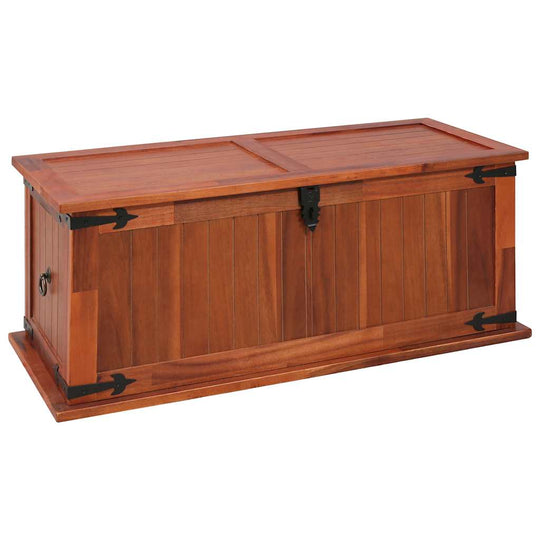 Storage Chest 90x45x40 cm Solid Acacia Wood, wooden storage box with latch and side handles.