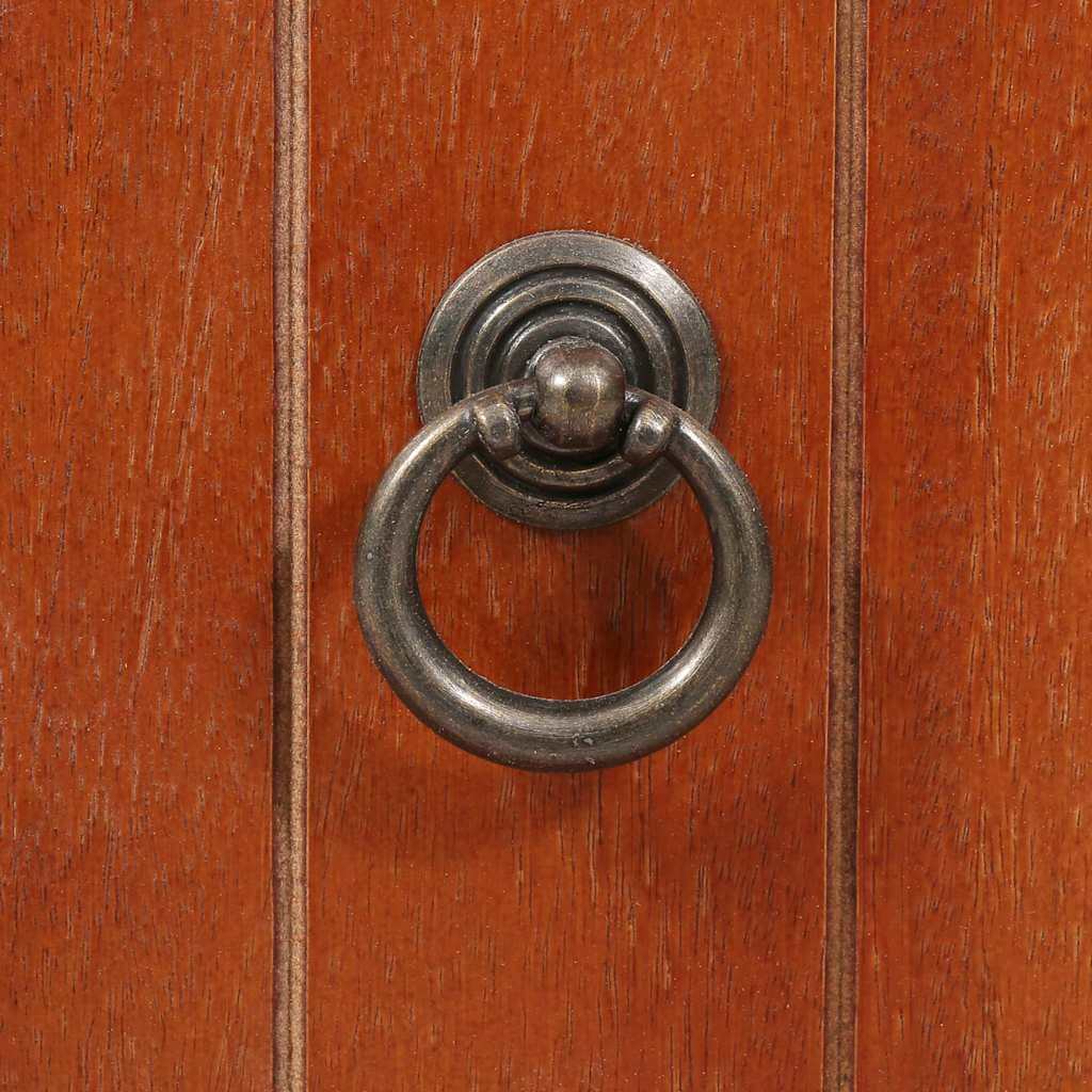 Detail of latch on Storage Chest 90x45x40 cm Solid Acacia Wood, featuring a metallic ring pull handle.