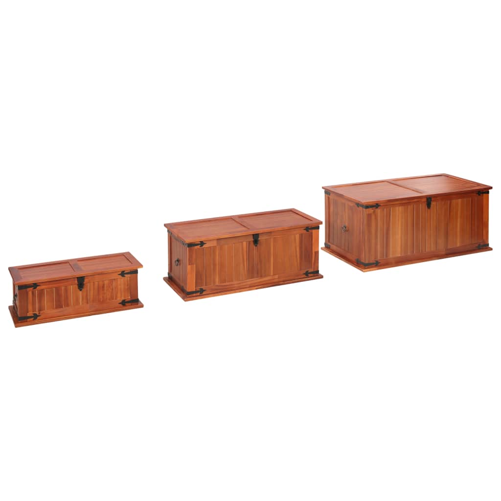 Storage Chests 3 pcs Solid Acacia Wood , Furniture -> Cabinets & Storage -> Storage Chests , brown,Cabinets & Storage -,chests,Decor -,Durable,eligant,Furniture -,Home & Garden -,Home Decor,Interior Design,new-305021,Storage & Organisation -,Storage Chest