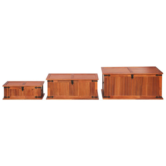 Storage Chests 3 pcs Solid Acacia Wood , Furniture -> Cabinets & Storage -> Storage Chests , brown,Cabinets & Storage -,chests,Decor -,Durable,eligant,Furniture -,Home & Garden -,Home Decor,Interior Design,new-305021,Storage & Organisation -,Storage Chest