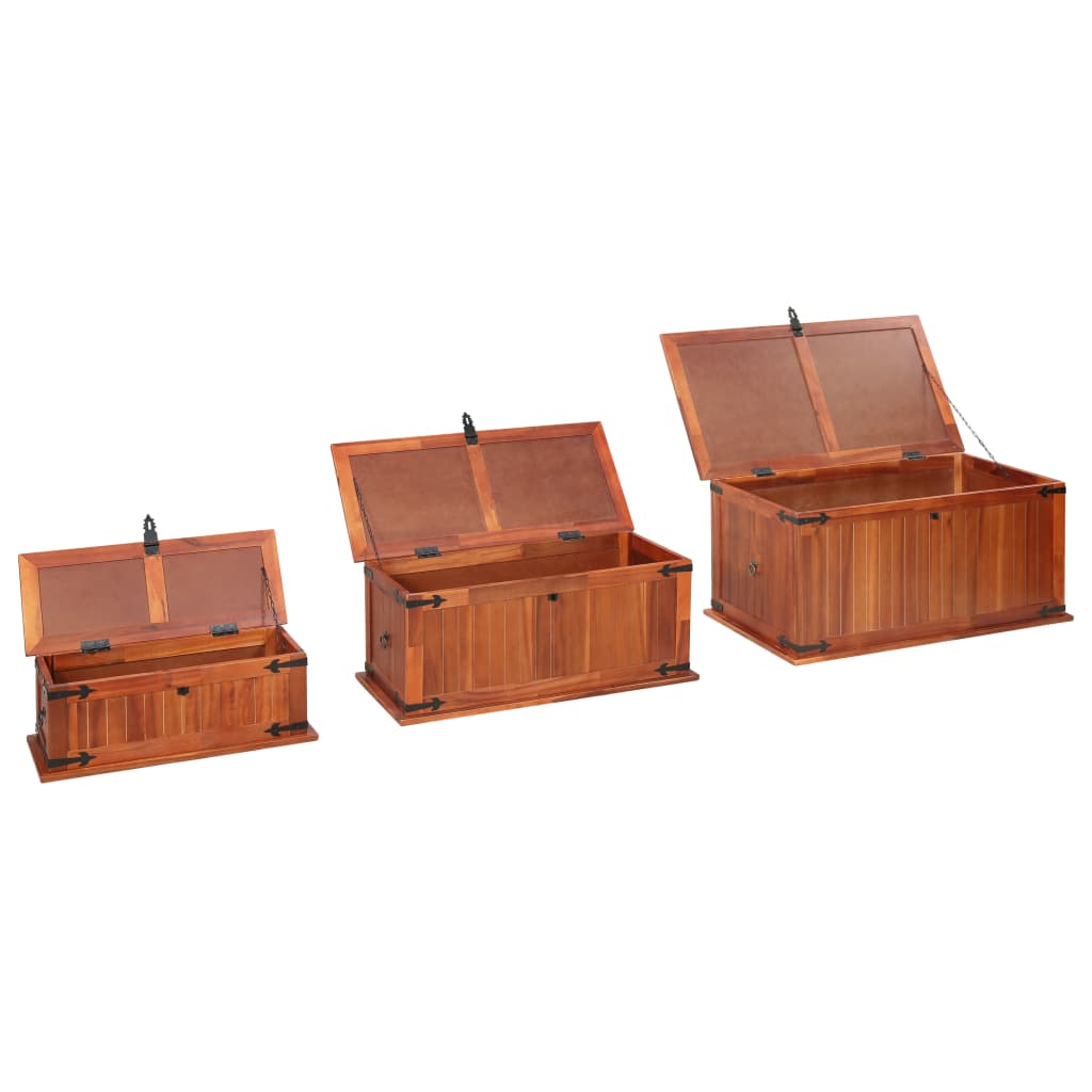 Storage Chests 3 pcs Solid Acacia Wood , Furniture -> Cabinets & Storage -> Storage Chests , brown,Cabinets & Storage -,chests,Decor -,Durable,eligant,Furniture -,Home & Garden -,Home Decor,Interior Design,new-305021,Storage & Organisation -,Storage Chest