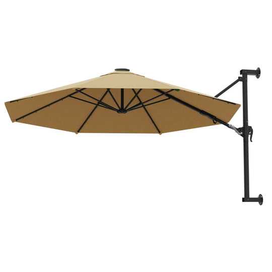 Wall-Mounted Parasol with Metal Pole 300 cm Taupe