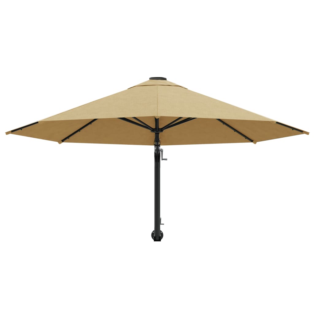 Wall-Mounted Parasol with Metal Pole 300 cm Taupe